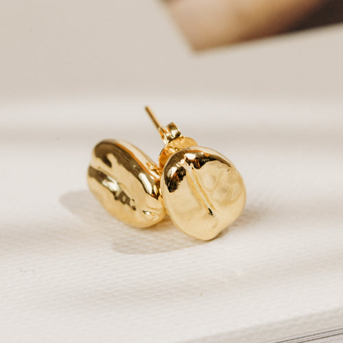 coffee bean earrings studs botanical jewelry gold silver
