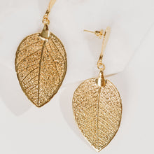 Load image into Gallery viewer, plant dangling gold earrings Sheinelle Jones earrings TODAY SHOW botanical earrings made from real plants cerrado botanical jewelry 
